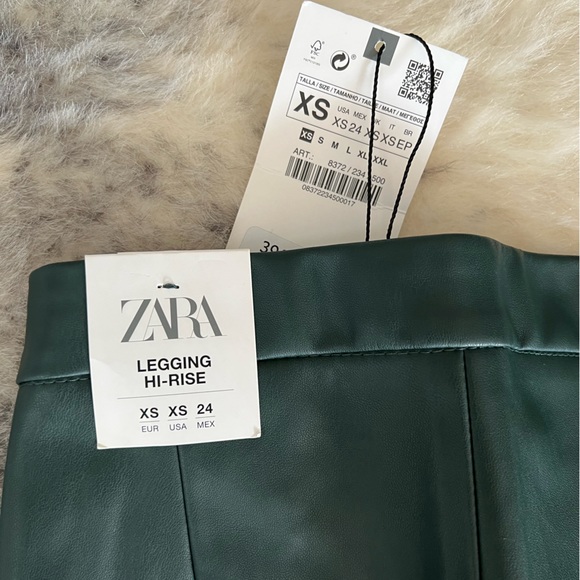 Zara Faux Leather Legging Green. - Picture 6 of 7